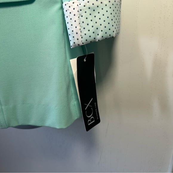 BCX Women’s Mint 3/4 Sleeve Polka Dot Cuff Single Breast Career Blazer- Large - Picture 15 of 16